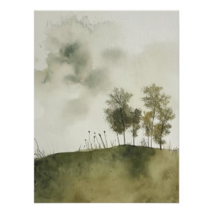 Póster Serene Meadow en verde por los diseños naturales d