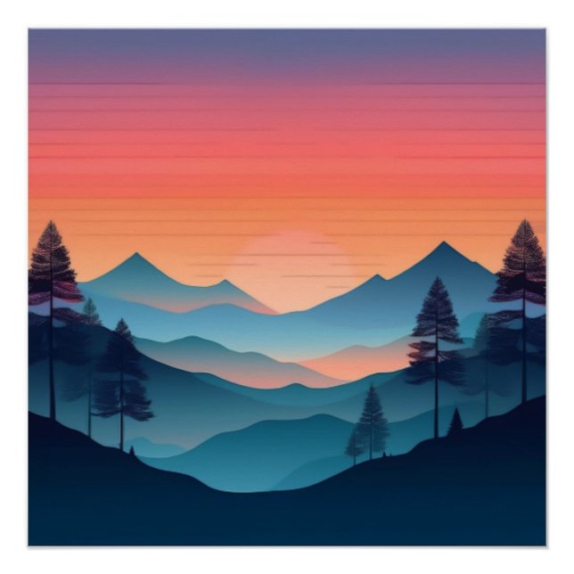 Póster Serene Mountain Sunset View (Anverso)