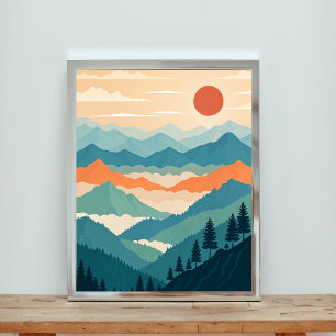 Póster Serene Mountain Vista Sunset