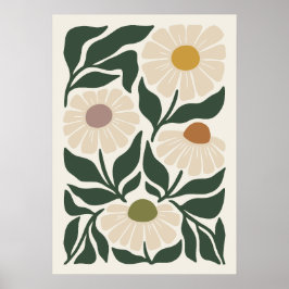 Póster Serene Petals Mid Century Chamomile