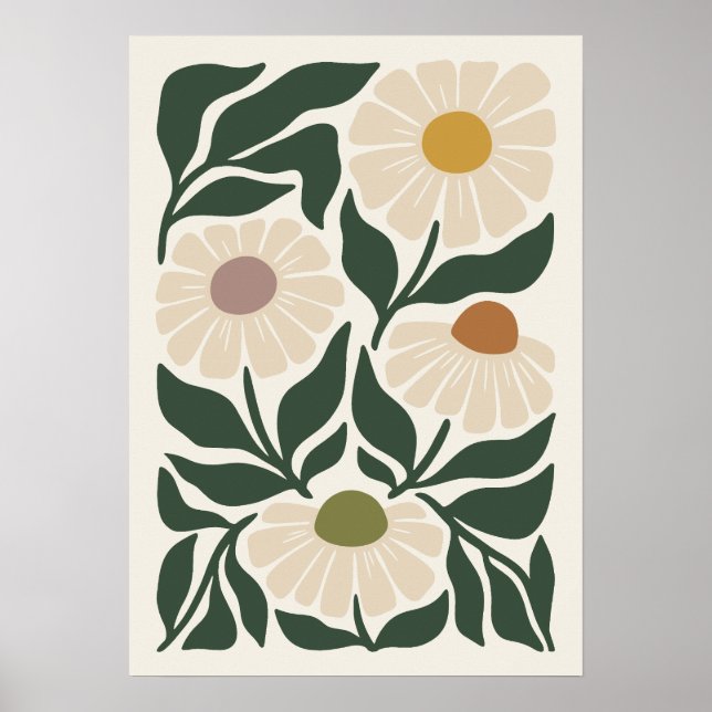 Póster Serene Petals Mid Century Chamomile (Frente)