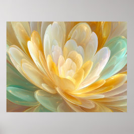 Póster Serene Radiance of Golden and Aqua Petal Layers