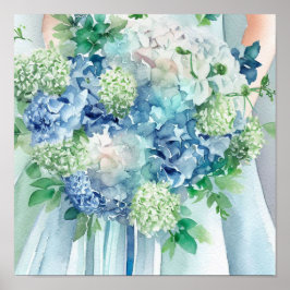 Póster Serene Seafoam, Bridal Cascading Bouquet 1,