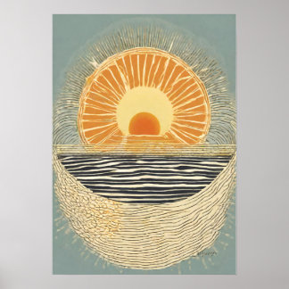 Póster Serene Sun Ilustracion Wall Art Poster
