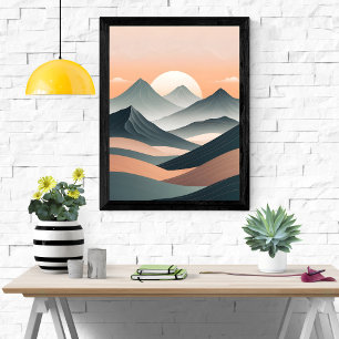 Póster Serene Sunrise Over Misty Mountains