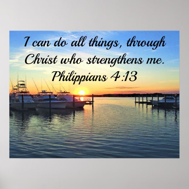 PÓSTER SERENE SUNSET PHILIPPIANS 4:13 SCRIPTURE (Frente)
