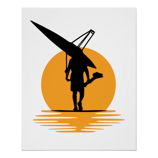 Póster Serene Sunset Rowing: Silhouette Minimalista Oarsm (Anverso)