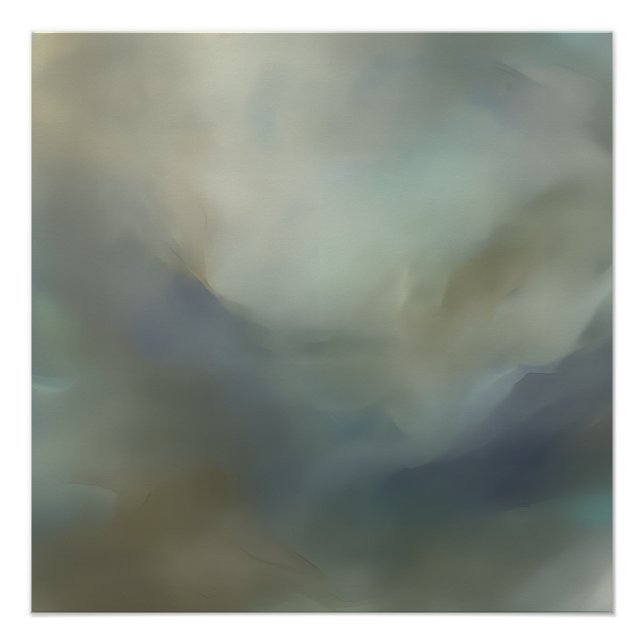 Póster Serene Teal Blue Abstract Waves Ethereal Landscape (Anverso)