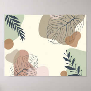 Póster Serene Tropical Leaf Abstract Art