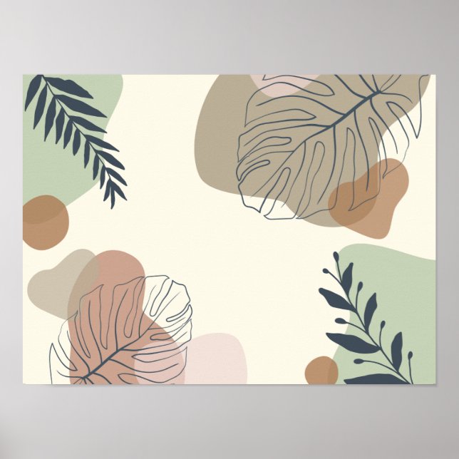 Póster Serene Tropical Leaf Abstract Art (Frente)