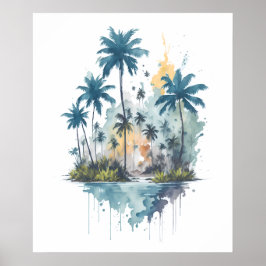 Póster Serene Tropical Water Watercoling
