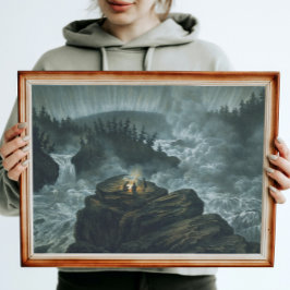 Póster Serene Vintage Waterfall Carl Svante Hallbeck