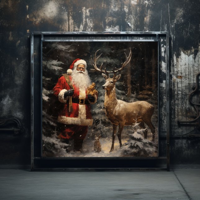 Póster Serene Woodland Black Santa & Deer (Subido por el creador)