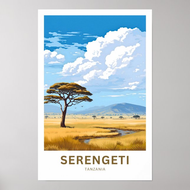 Póster Serengeti Tanzania Viajes impresos (Frente)