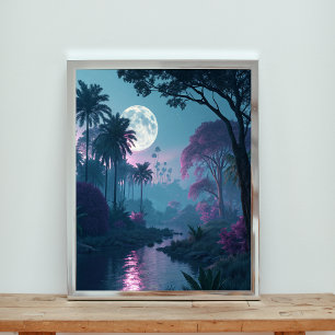 Póster Serenidad a la luz de la luna: un paisaje onírico