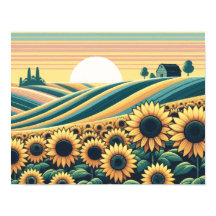 Serenidad con los girasoles: Rústico amanecer