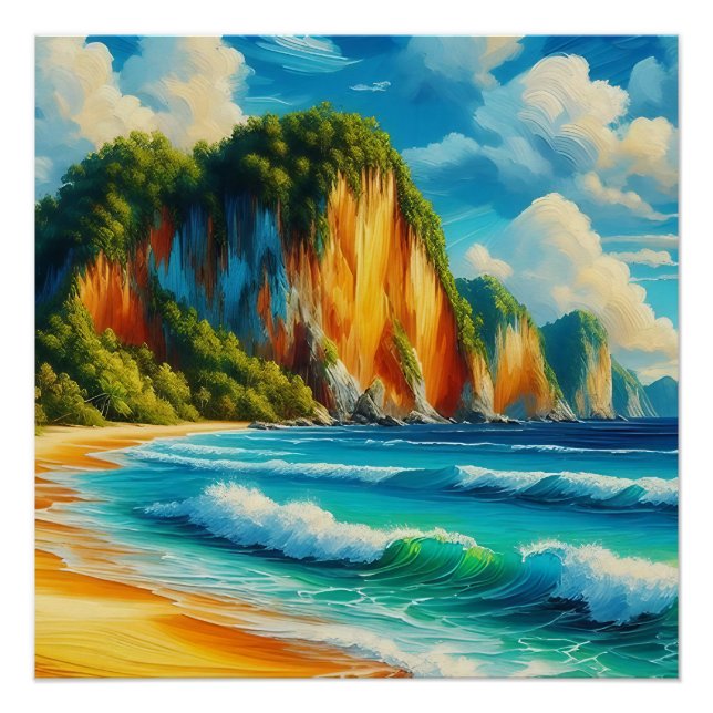 Póster Serenidad Costera Acantilados Majestuosos y Costas (Anverso)