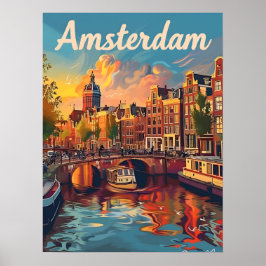 Póster Serenidad de Amsterdam Sunset: Cruise Canal