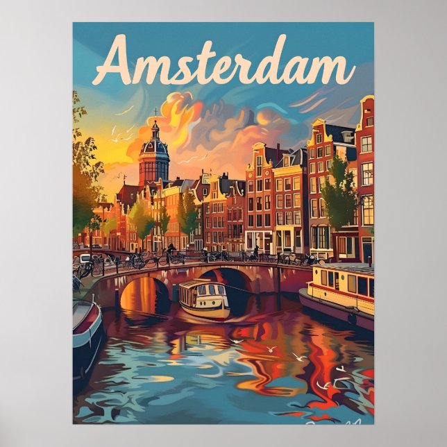 Póster Serenidad de Amsterdam Sunset: Cruise Canal (Frente)