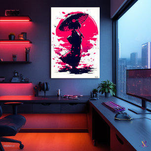 Póster Serenidad de Geisha - Elegancia en la brisa de Sak