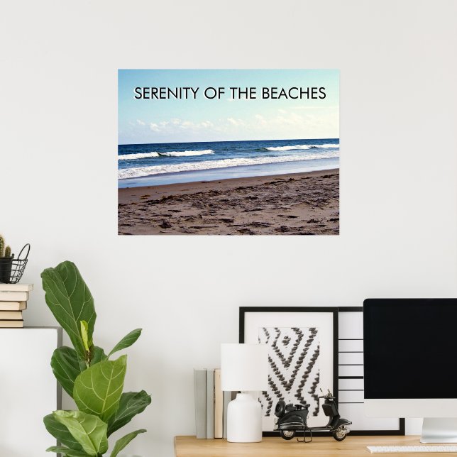 Póster Serenidad de las escenas costeras de las playas (Oficina en casa)