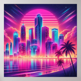 Póster Serenidad de las ondas sintéticas: Neon Sunset Cit