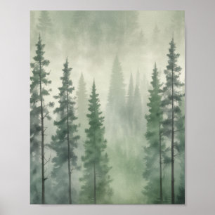 Póster Serenidad de los bosques de pino oxidado