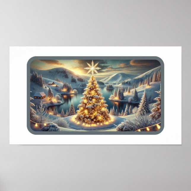 Póster Serenidad de los Navidades Snowy Hillside (Frente)