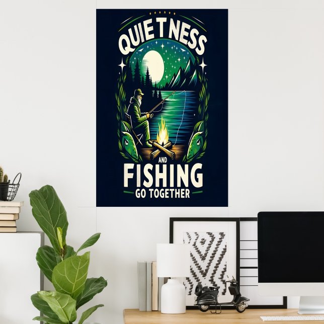 Póster Serenidad de pesca nocturna (Oficina en casa)
