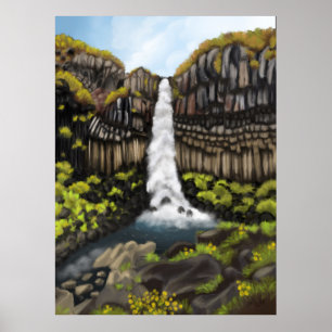 Póster Serenidad de Svartifoss: Wonderlan Cascada Islande