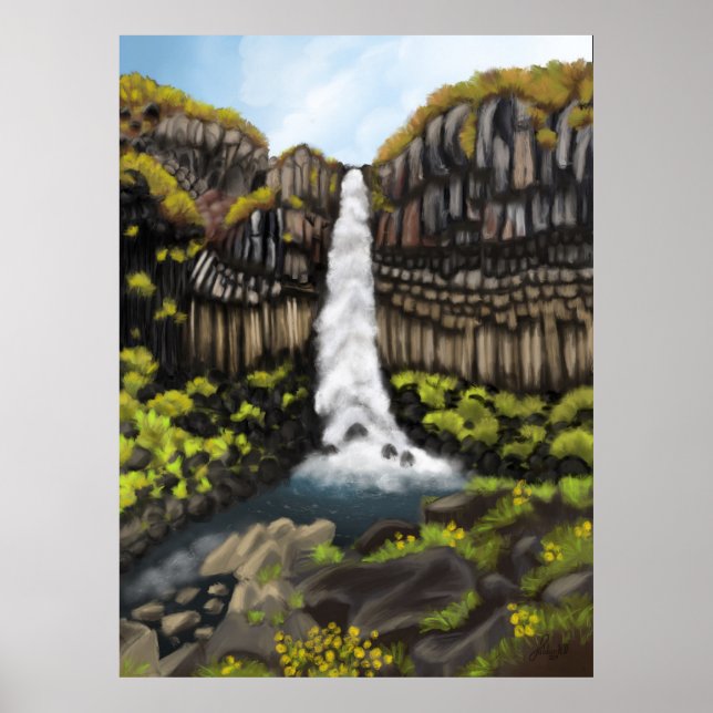 Póster Serenidad de Svartifoss: Wonderlan Cascada Islande (Frente)