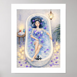 Póster Serenidad del Baño de Lavanda – Acuarela de Agua F