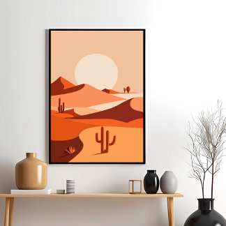 Póster Serenidad del Desierto Cactus Sunset Vibes Poster