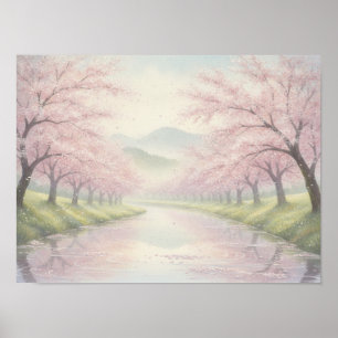 Póster Serenidad del Jardín de Cerezo en Flor
