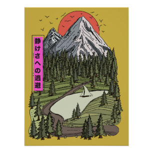 Póster Serenidad del Lago de Montaña: Aventura al Atardec