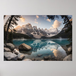 Póster Serenidad Dorada en el Lago Moraine