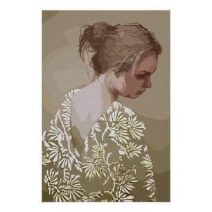Póster Serenidad Dorada – Un Retrato de Reflexión