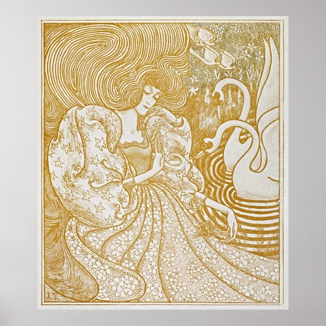 Póster Serenidad elegante: mujer ventilado con Poster de  (Frente)