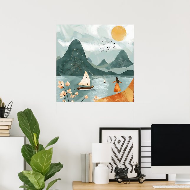 Póster Serenidad junto al mar (Oficina en casa)