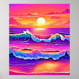 Póster Serenidad Retro Wave Sunset