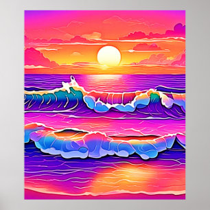Póster Serenidad Retro Wave Sunset