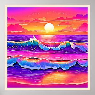 Póster Serenidad Retro Wave Sunset
