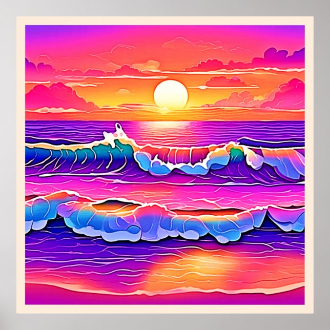 Póster Serenidad Retro Wave Sunset (Frente)