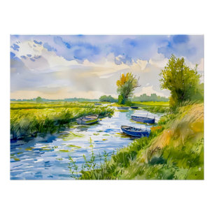 Póster Serenidad vespertina – Barcas en el río Havel