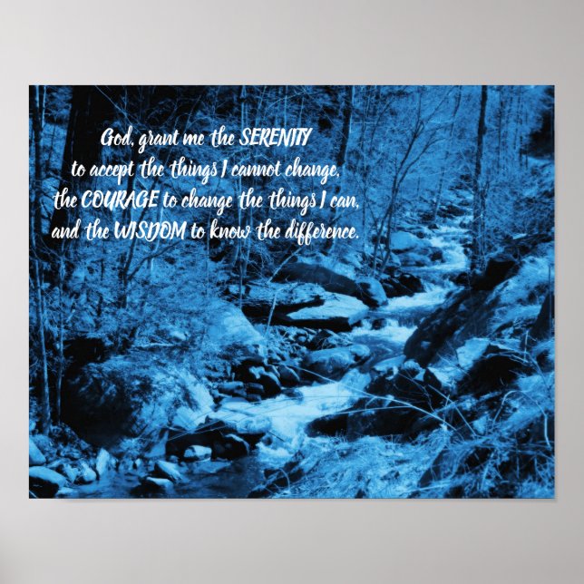 Póster Serenity Prayer Blue Flower Brook Inspirador (Frente)