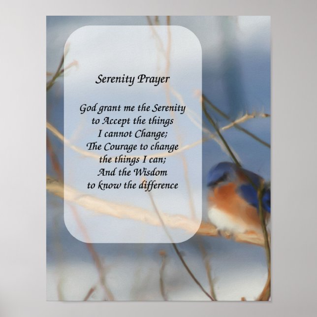 Póster Serenity Prayer Bluebird Inspirador (Frente)