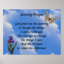 Póster Serenity Prayer Butterfly Flower Inspirador