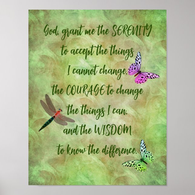 Póster Serenity Prayer Butterfly Inspirador (Frente)