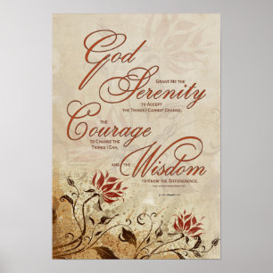 Póster Serenity Prayer Floral