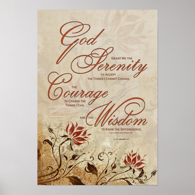 Póster Serenity Prayer Floral (Frente)